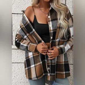 J Cree Plaid Button Down, XS, Brown Black